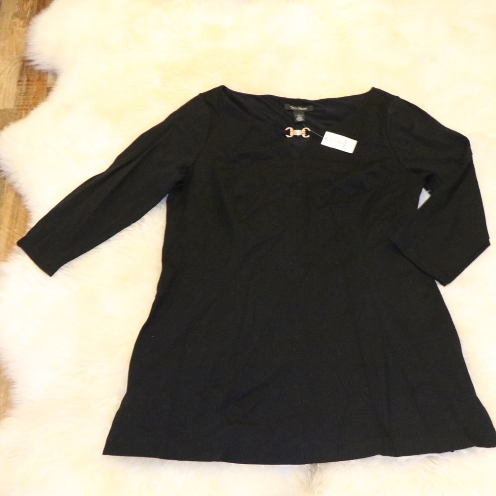 CLASS & SASS: 3/4 Sleeve Tunic/Dress w Gold Embell